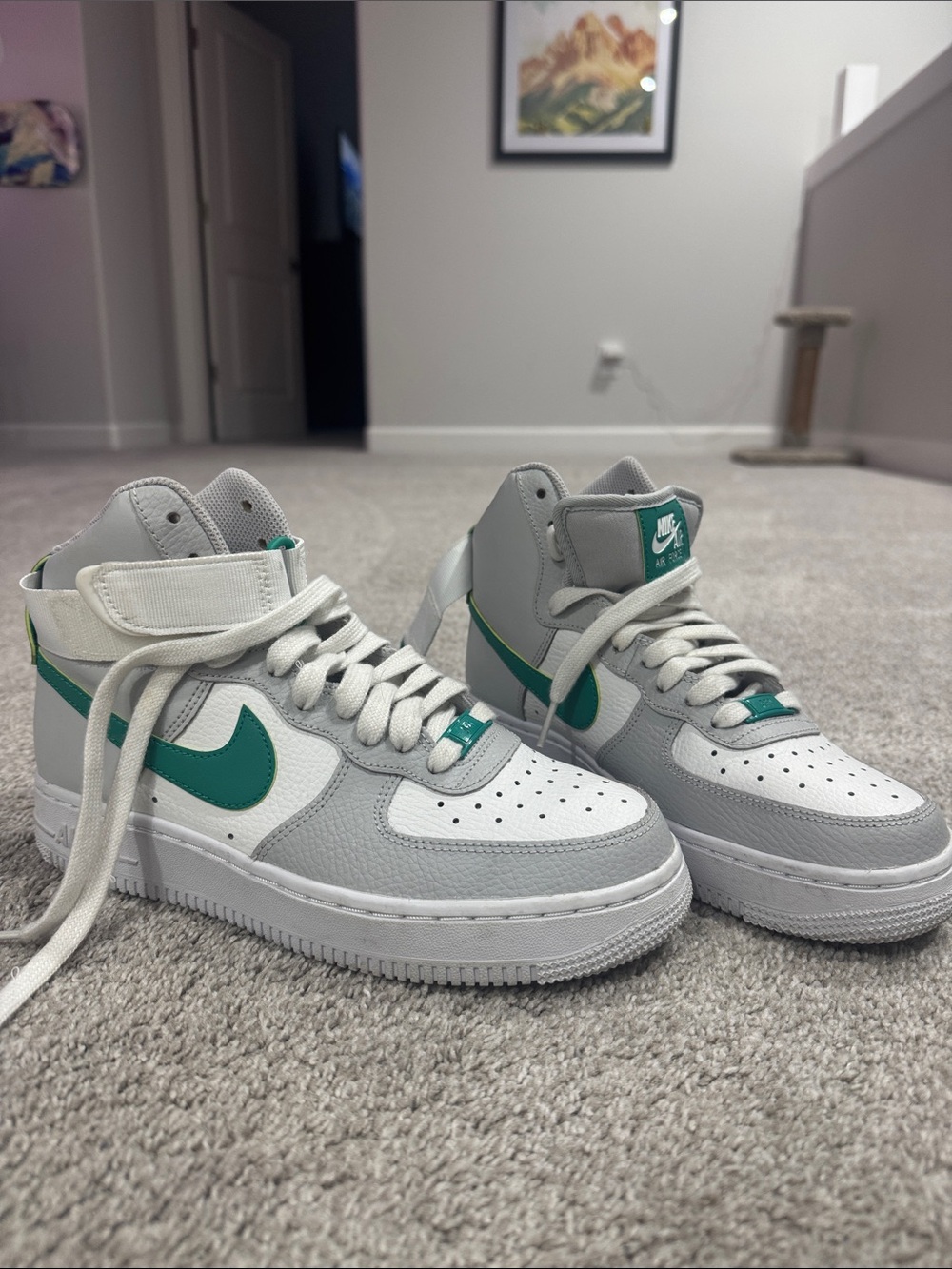 Nike Women’s High-Top Sneakers in White, Gray & Teal